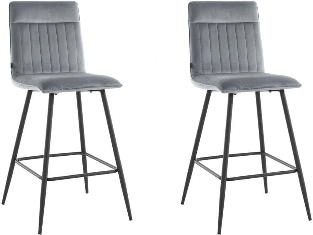 Danish Style Barová stolička Zelta (SADA 2 ks), zamat, šedá